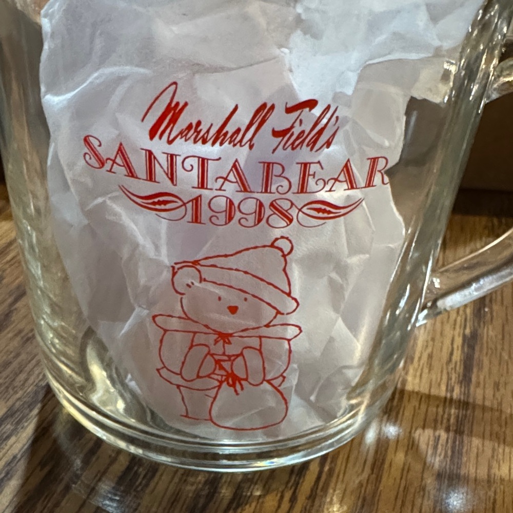 Marshall Field's Santabear 1998 Glass Mug